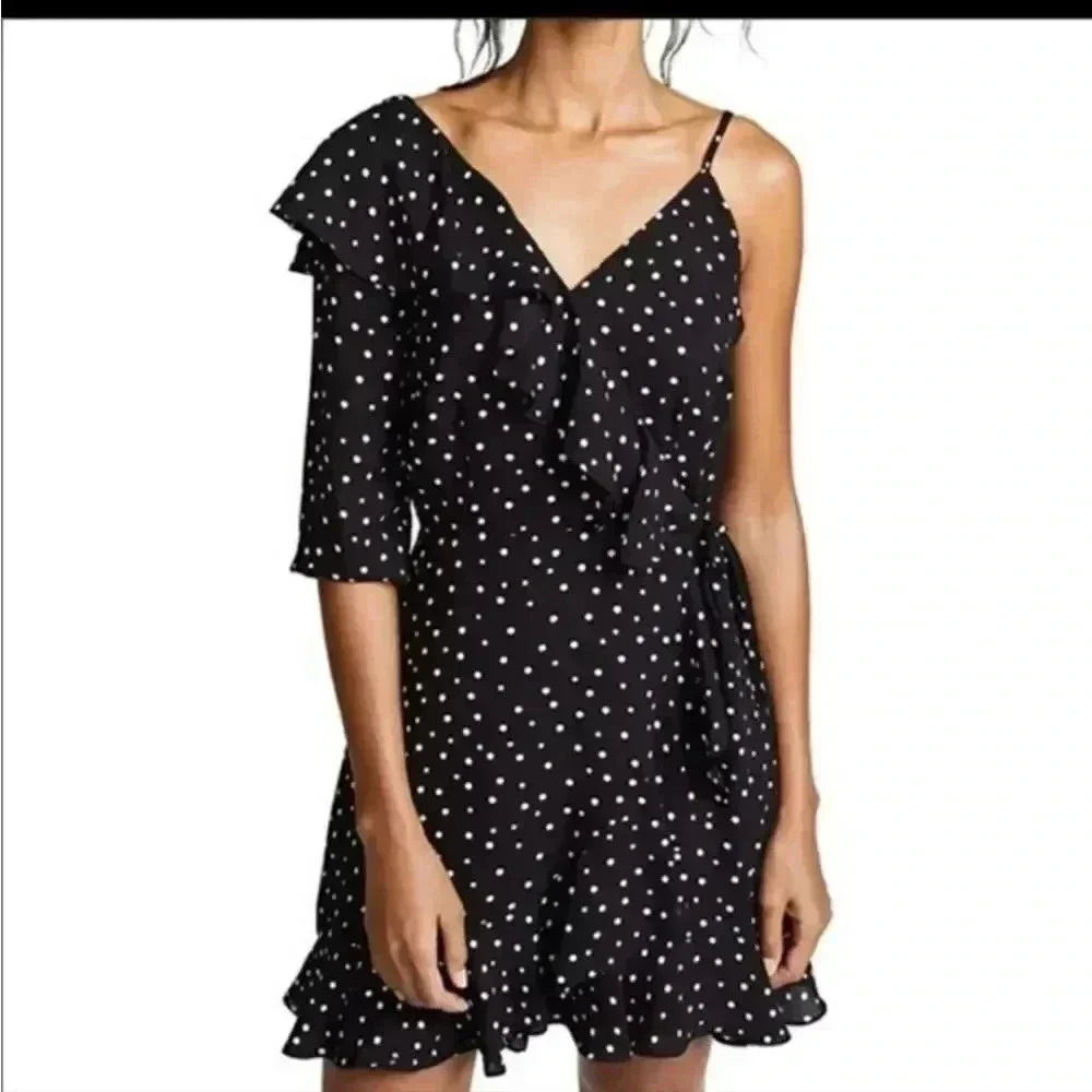 One Sleeve Polka Dot Dress